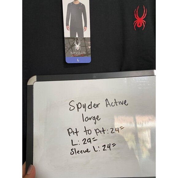 Spyder Men's Large Black Active Long Sleeve ProWeb Microfleece Tee T-Shirt - Picture 11 of 11